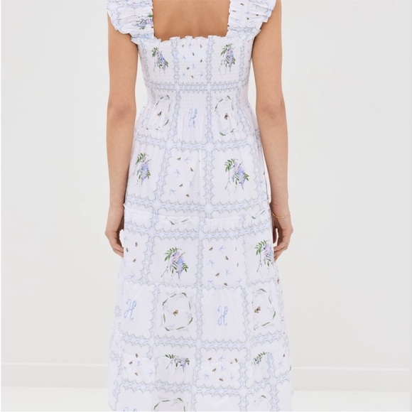 100% Cotton Hill House Home Ellie Nap Dress midi white floral cottagecore M - Picture 6 of 7